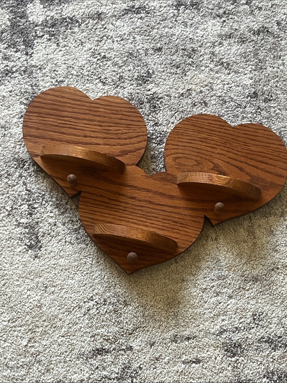 Cottagecore Wooden Heart Wall shelf with pegs Brown